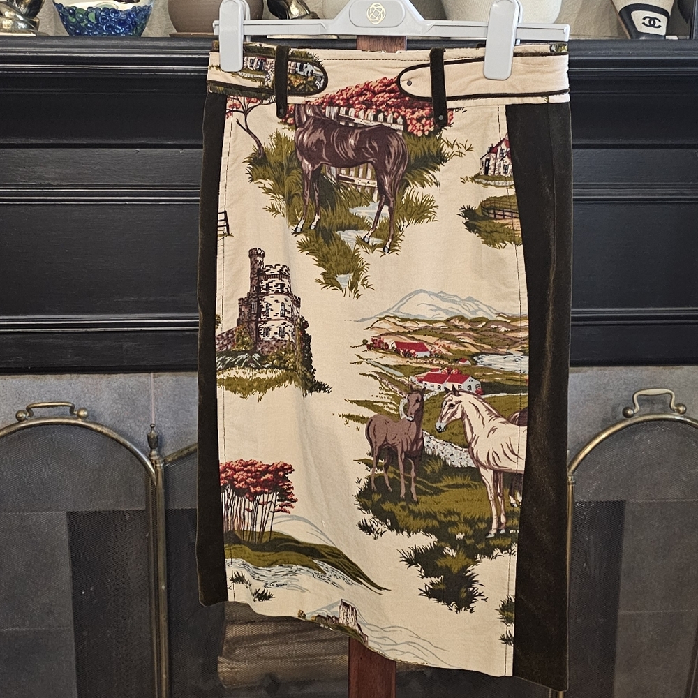 Rare Anthropologie Cartonnier Horse Stable Pencil Skirt Size 4